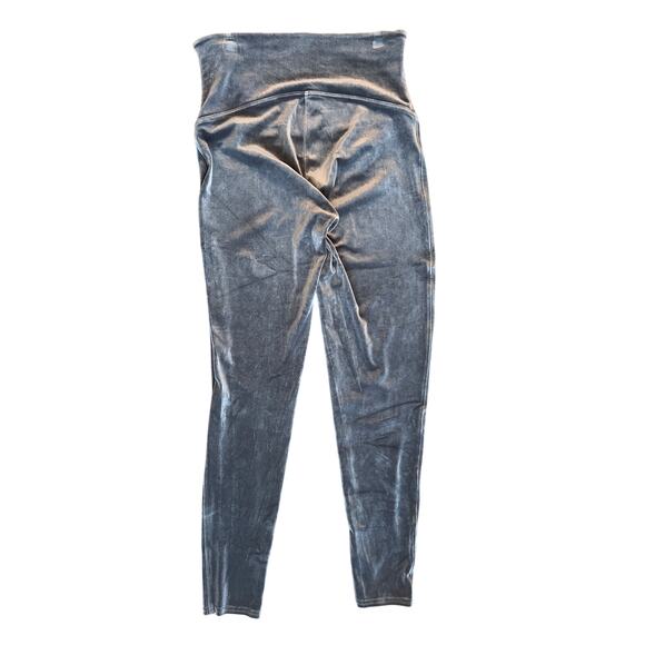 Spanx Silver Chrome Grey Velvet Leggings New Slimming Waistband 1X - Picture 3 of 5